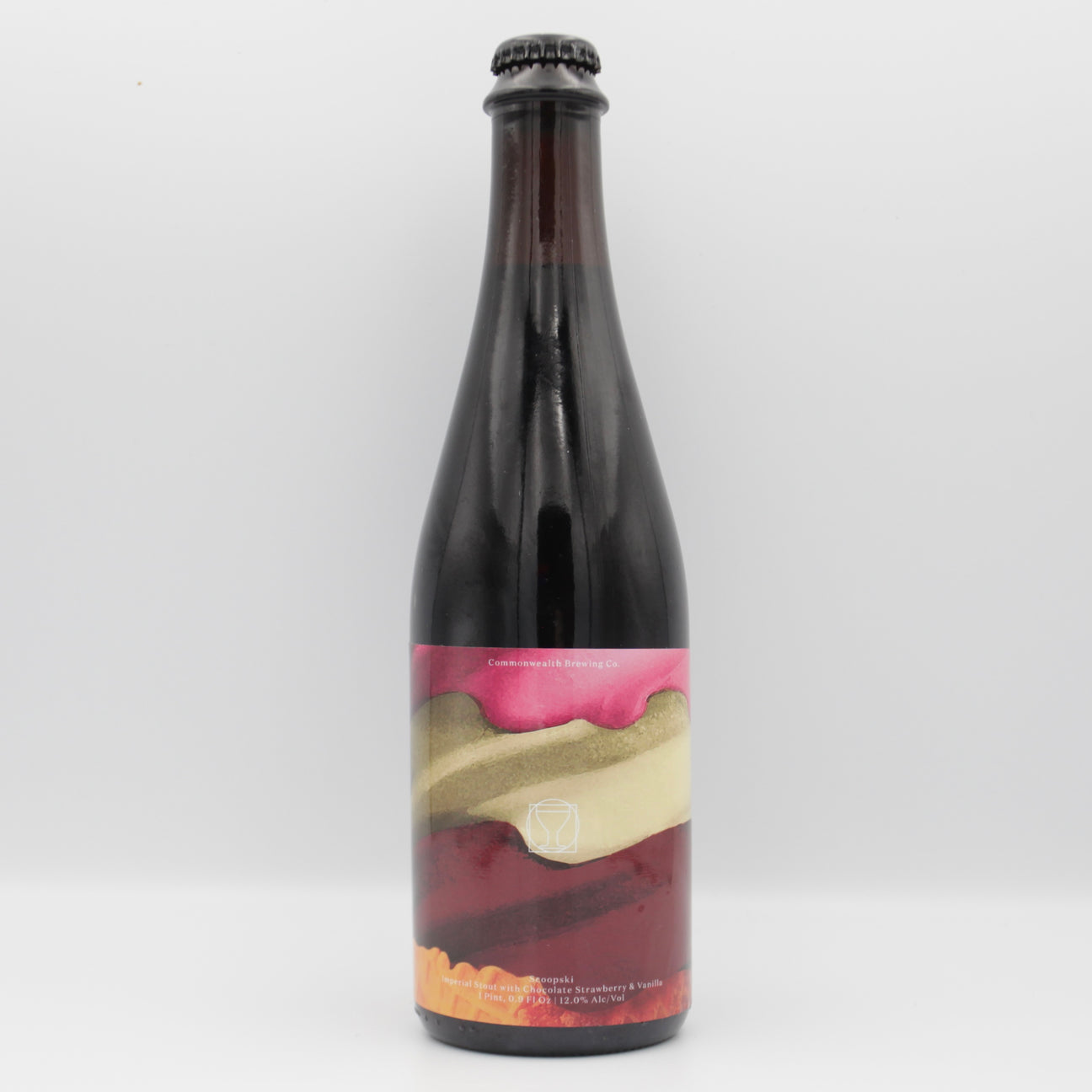 This is a bottle of Commonwealth / Brewski - Scoopski - 12% (500ml). It is a Imperial Stout / Porter craft beer available to buy from Ghost Whale, voted London's best craft beer shop.