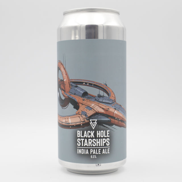 This is a can of Azvex - Black Hole Starships - 6.5% (440ml). It is a IPA craft beer available to buy from Ghost Whale, voted London's best craft beer shop.