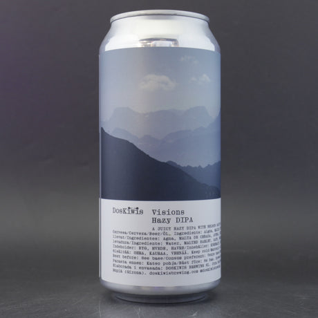 This is a can of Doskiwis - Visions - 8% (440ml). It is a Double IPA craft beer available to buy from Ghost Whale, voted London's best craft beer shop.