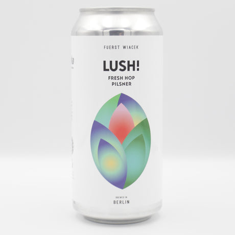This is a can of Fuerst Wiacek / Donzoko - Lush! - 5.5% (440ml). It is a Lager / Pilsner / Kölsch craft beer available to buy from Ghost Whale, voted London's best craft beer shop.