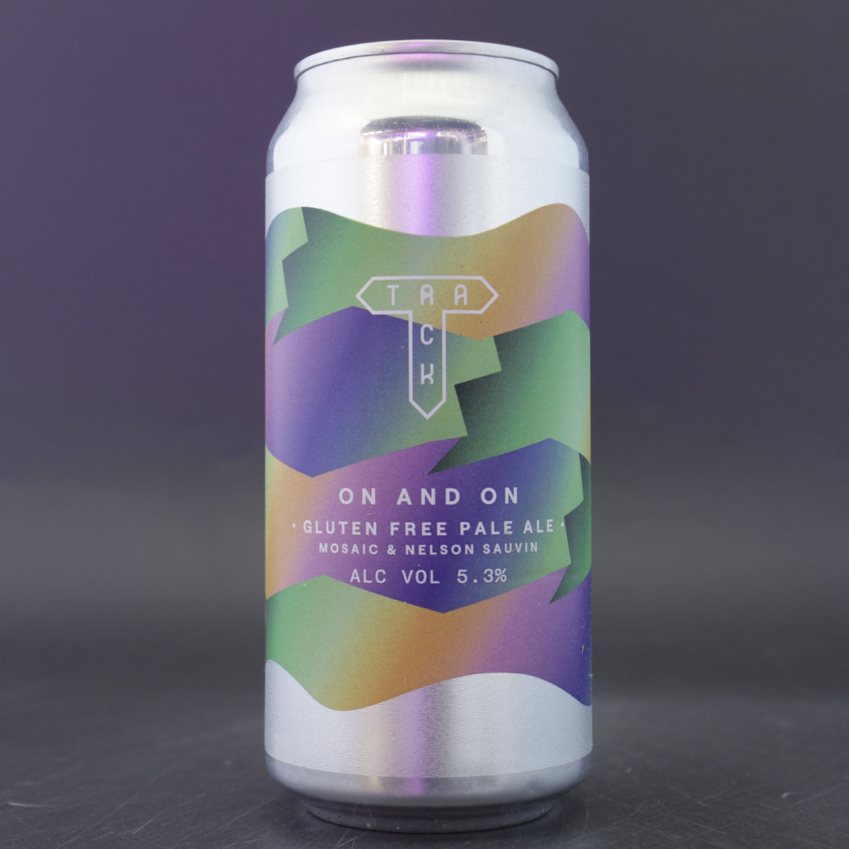 This is a can of Track - On And On - 5.3% (440ml). It is a Pale Ale craft beer available to buy from Ghost Whale, voted London's best craft beer shop.