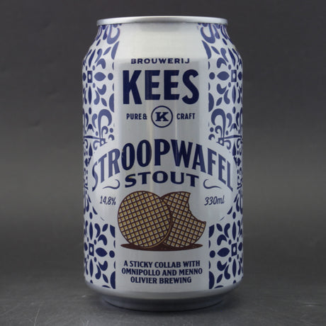 This is a can of Kees / Omnipollo / Menno Olivier - Stroopwafel - 14.8% (330ml). It is a Imperial Stout / Porter craft beer available to buy from Ghost Whale, voted London's best craft beer shop.
