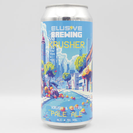 This is a can of Elusive Brewing - Krusher - 4.5% (440ml). It is a Pale Ale craft beer available to buy from Ghost Whale, voted London's best craft beer shop.