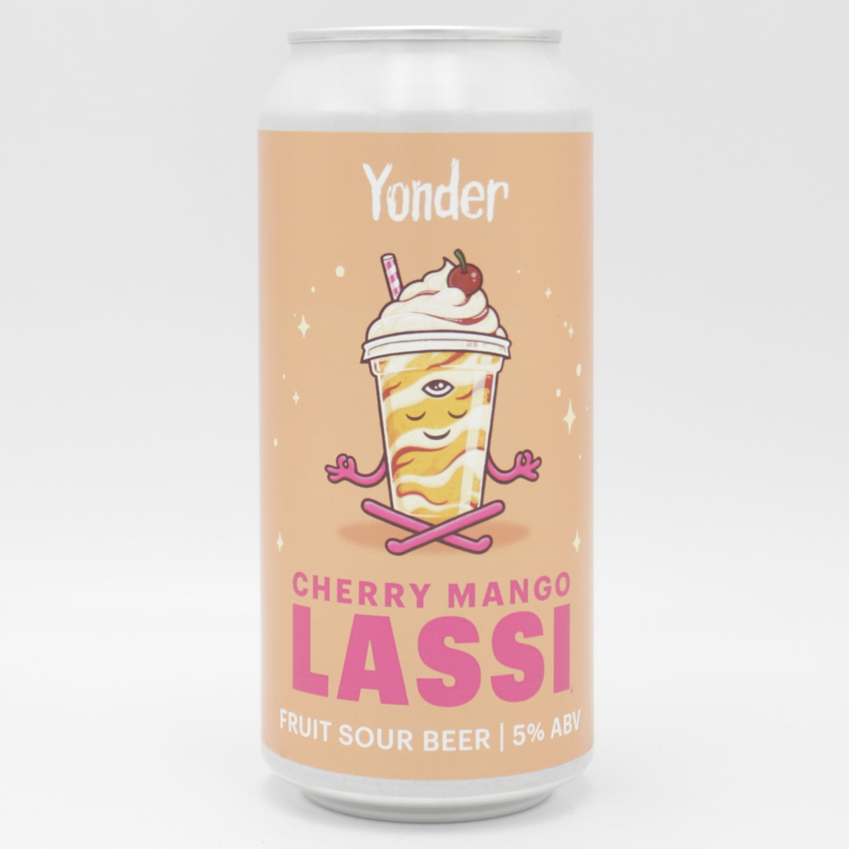 This is a can of Yonder - Cherry Mango Lassi - 5% (440ml). It is a Sour craft beer available to buy from Ghost Whale, voted London's best craft beer shop.