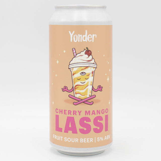 This is a can of Yonder - Cherry Mango Lassi - 5% (440ml). It is a Sour craft beer available to buy from Ghost Whale, voted London's best craft beer shop.