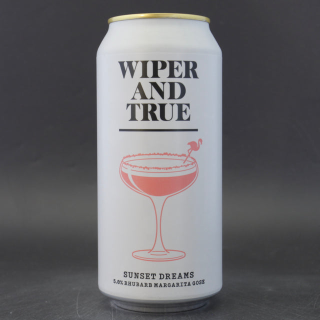 This is a can of Wiper And True - Sunset Dreams - 5% (440ml). It is a Gose craft beer available to buy from Ghost Whale, voted London's best craft beer shop.