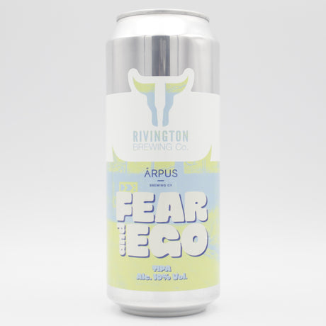 This is a can of Rivington / Arpus Brewing Co - Fear And Ego - 10% (500ml). It is a Triple IPA craft beer available to buy from Ghost Whale, voted London's best craft beer shop.