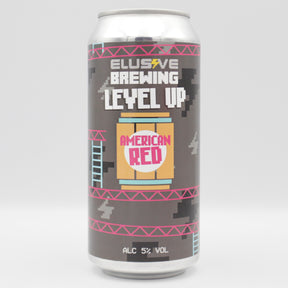 This is a can of Elusive Brewing - Level Up - 5% (440ml). It is a Red / Amber Ale craft beer available to buy from Ghost Whale, voted London's best craft beer shop.