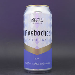 This is a can of Anspach & Hobday - Ansbacher: Festbier - 5.8% (440ml). It is a Lager / Pilsner / Kölsch craft beer available to buy from Ghost Whale, voted London's best craft beer shop.