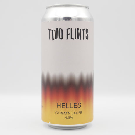 This is a can of Two Flints - Helles - 4.5% (440ml). It is a Lager / Pilsner / Kölsch craft beer available to buy from Ghost Whale, voted London's best craft beer shop.