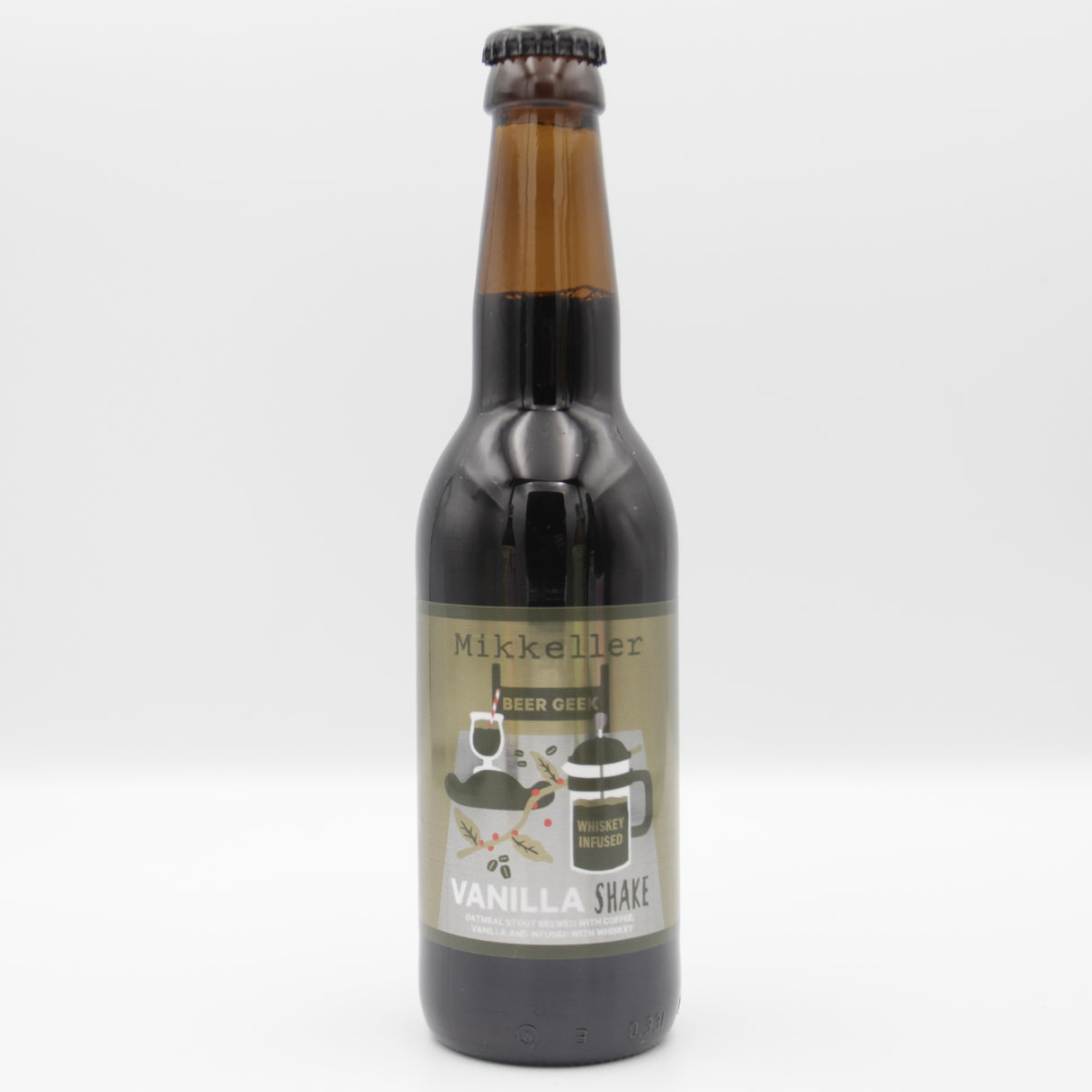 This is a bottle of Mikkeller - Beer Geek Vanilla Shake Whiskey - 11.5% (330ml). It is a Imperial Stout / Porter craft beer available to buy from Ghost Whale, voted London's best craft beer shop.