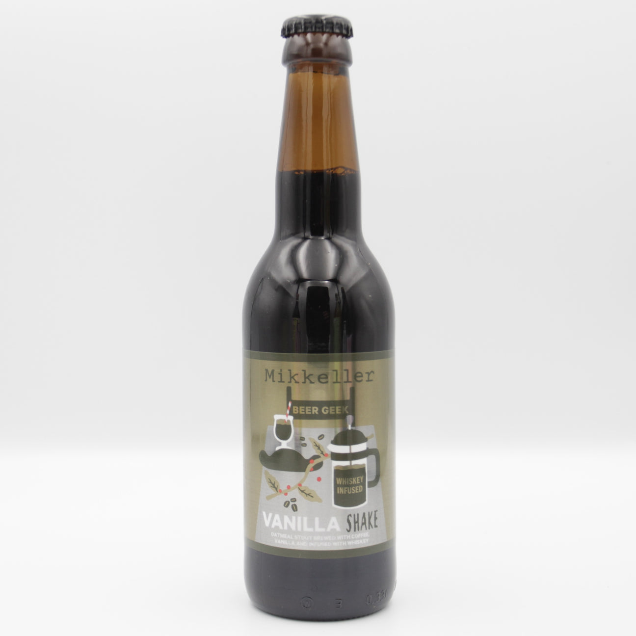 This is a bottle of Mikkeller - Beer Geek Vanilla Shake Whiskey - 11.5% (330ml). It is a Imperial Stout / Porter craft beer available to buy from Ghost Whale, voted London's best craft beer shop.