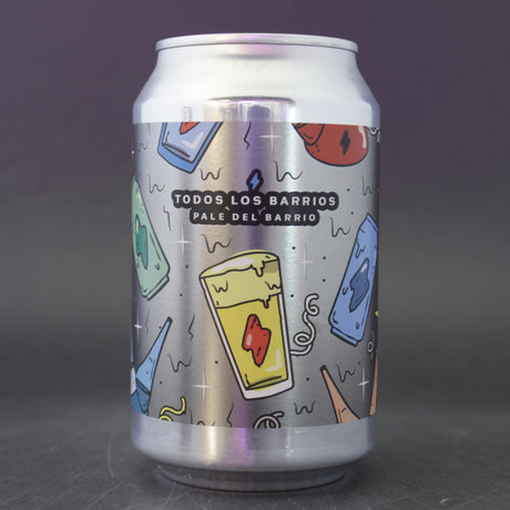 This is a can of Garage Beer Co - Todos Los Barrios - 5% (330ml). It is a Pale Ale craft beer available to buy from Ghost Whale, voted London's best craft beer shop.
