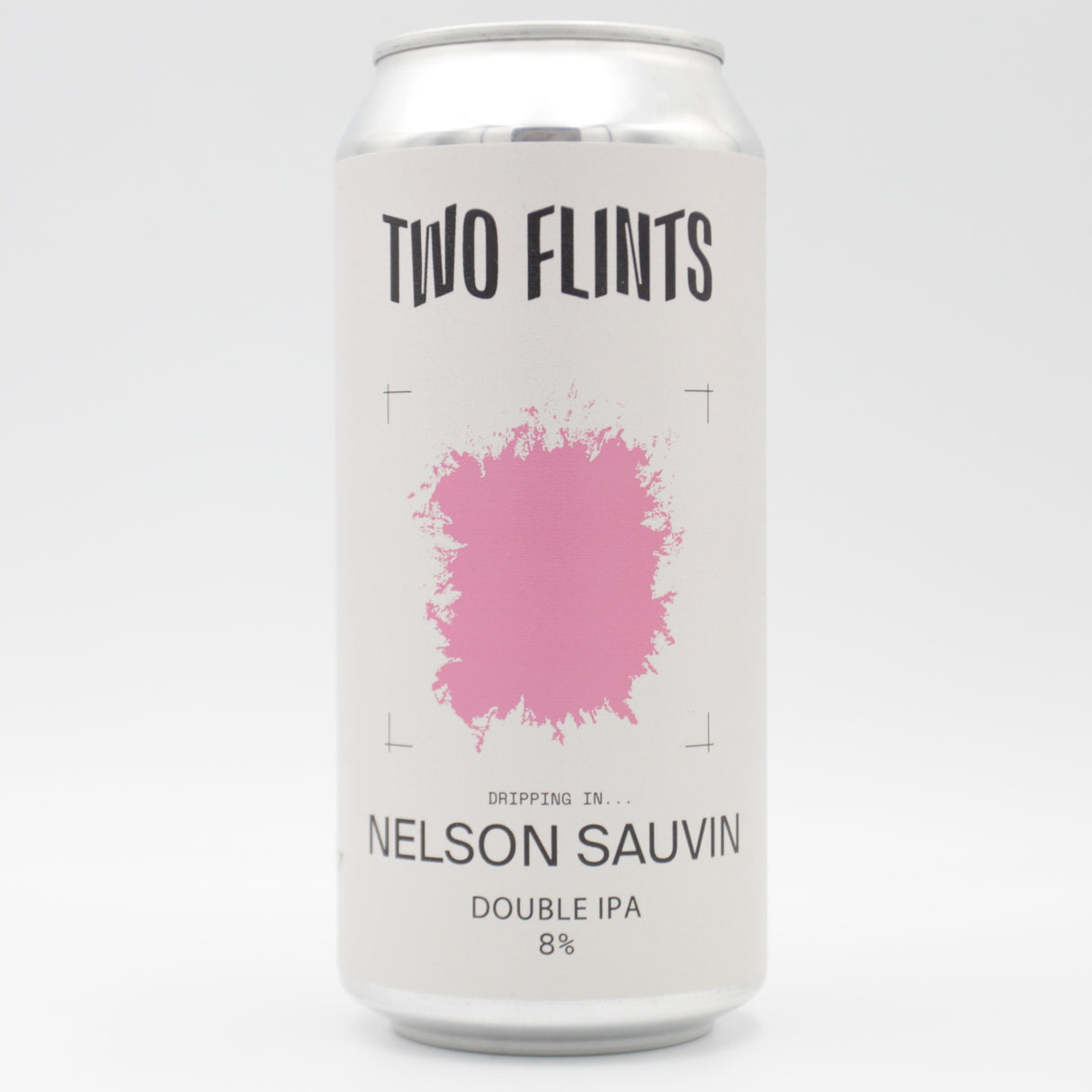 This is a can of Two Flints - Dripping In... Nelson Sauvin - 8% (440ml). It is a Double IPA craft beer available to buy from Ghost Whale, voted London's best craft beer shop.