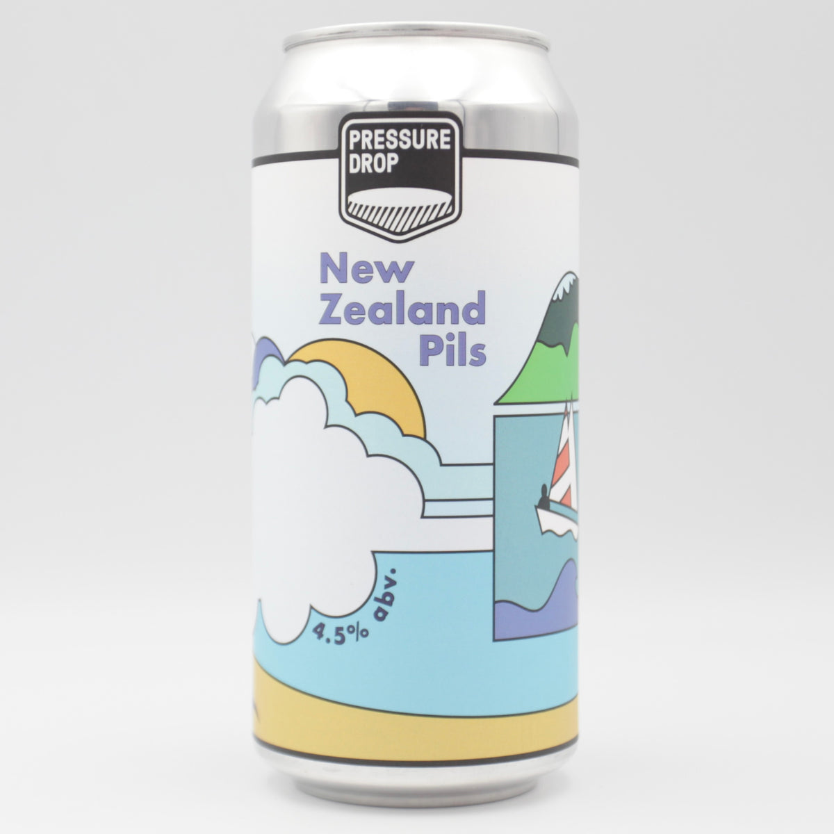 This is a can of Pressure Drop - New Zealand Pils - 4.5% (440ml). It is a Lager / Pilsner / Kölsch craft beer available to buy from Ghost Whale, voted London's best craft beer shop.