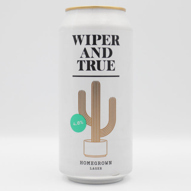 This is a can of Wiper And True - Homegrown - 4% (440ml). It is a Pale Ale craft beer available to buy from Ghost Whale, voted London's best craft beer shop.