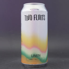 This is a can of Two Flints - Linen - 4.6% (440ml). It is a Pale Ale craft beer available to buy from Ghost Whale, voted London's best craft beer shop.
