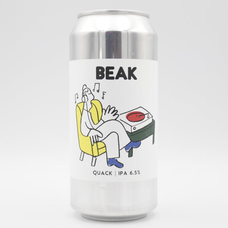 This is a can of Beak - Quack - 6.5% (440ml). It is a IPA craft beer available to buy from Ghost Whale, voted London's best craft beer shop.