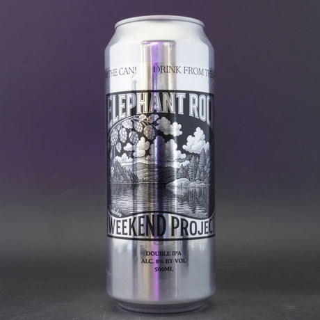 This is a can of Weekend Project - Elephant Rock - 8% (500ml). It is a Double IPA craft beer available to buy from Ghost Whale, voted London's best craft beer shop.