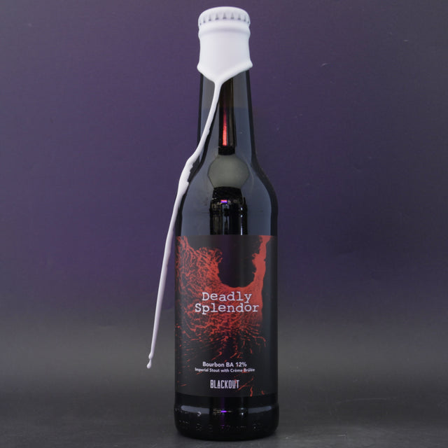 This is a bottle of Blackout - Deadly Splendor - 12% (330ml). It is a Imperial Stout / Porter craft beer available to buy from Ghost Whale, voted London's best craft beer shop.