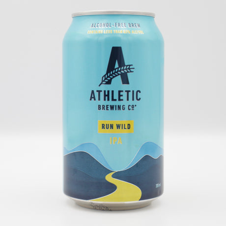 This is a can of Athletic - Run Wild - 0.5% (355ml). It is a Pale Ale craft beer available to buy from Ghost Whale, voted London's best craft beer shop.