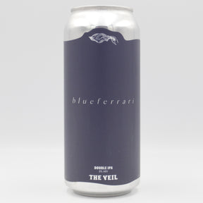 This is a can of The Veil - Blueferrari - 8% (473ml). It is a Double IPA craft beer available to buy from Ghost Whale, voted London's best craft beer shop.