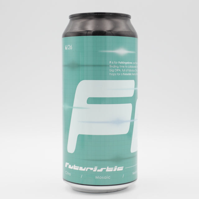 This is a can of Neon Raptor / Folkingebrew - Futuristic - 8.4% (440ml). It is a Double IPA craft beer available to buy from Ghost Whale, voted London's best craft beer shop.
