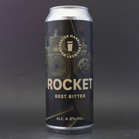 This is a can of Marble Beers - Rocket - 4.8% (500ml). It is a Traditional English Ale craft beer available to buy from Ghost Whale, voted London's best craft beer shop.