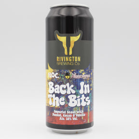This is a can of Rivington / Floc / Tripping Animals - Back In The Bits - 10% (500ml). It is a Imperial Stout / Porter craft beer available to buy from Ghost Whale, voted London's best craft beer shop.