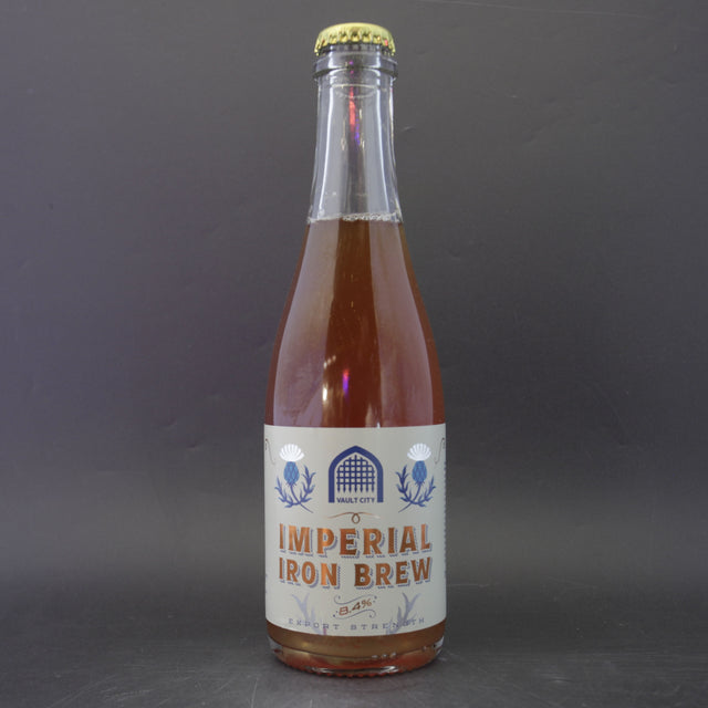 This is a bottle of Vault City - Imperial Iron Brew - 8.4% (375ml). It is a Sour craft beer available to buy from Ghost Whale, voted London's best craft beer shop.