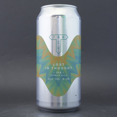 This is a can of Track - Lost In Thought - 6% (440ml). It is a IPA craft beer available to buy from Ghost Whale, voted London's best craft beer shop.