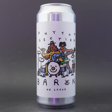 This is a can of Baron - Rhythm Section - 4.6% (500ml). It is a Lager / Pilsner / Kölsch craft beer available to buy from Ghost Whale, voted London's best craft beer shop.