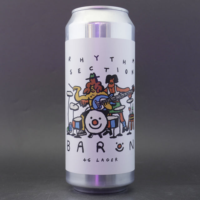 This is a can of Baron - Rhythm Section - 4.6% (500ml). It is a Lager / Pilsner / Kölsch craft beer available to buy from Ghost Whale, voted London's best craft beer shop.