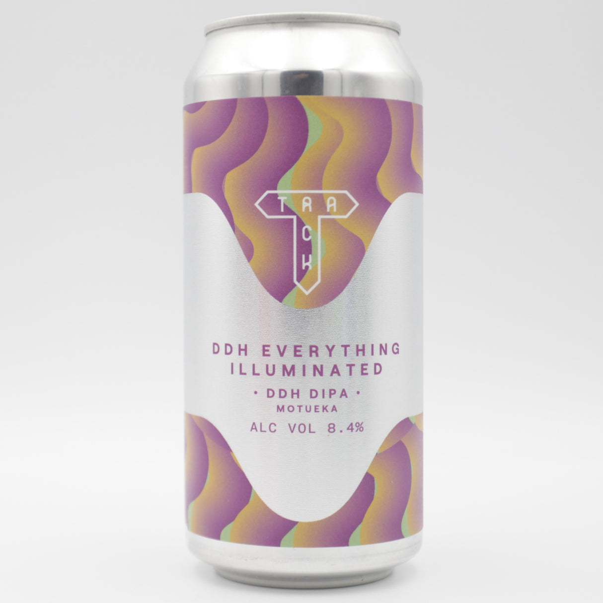 This is a can of Track - DDH Everything Illuminated - 8.4% (440ml). It is a Double IPA craft beer available to buy from Ghost Whale, voted London's best craft beer shop.