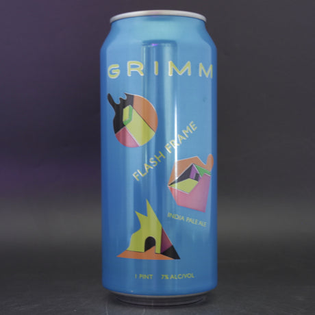 This is a can of Grimm Artisanal Ales - Flash Frame - 7% (473ml). It is a IPA craft beer available to buy from Ghost Whale, voted London's best craft beer shop.