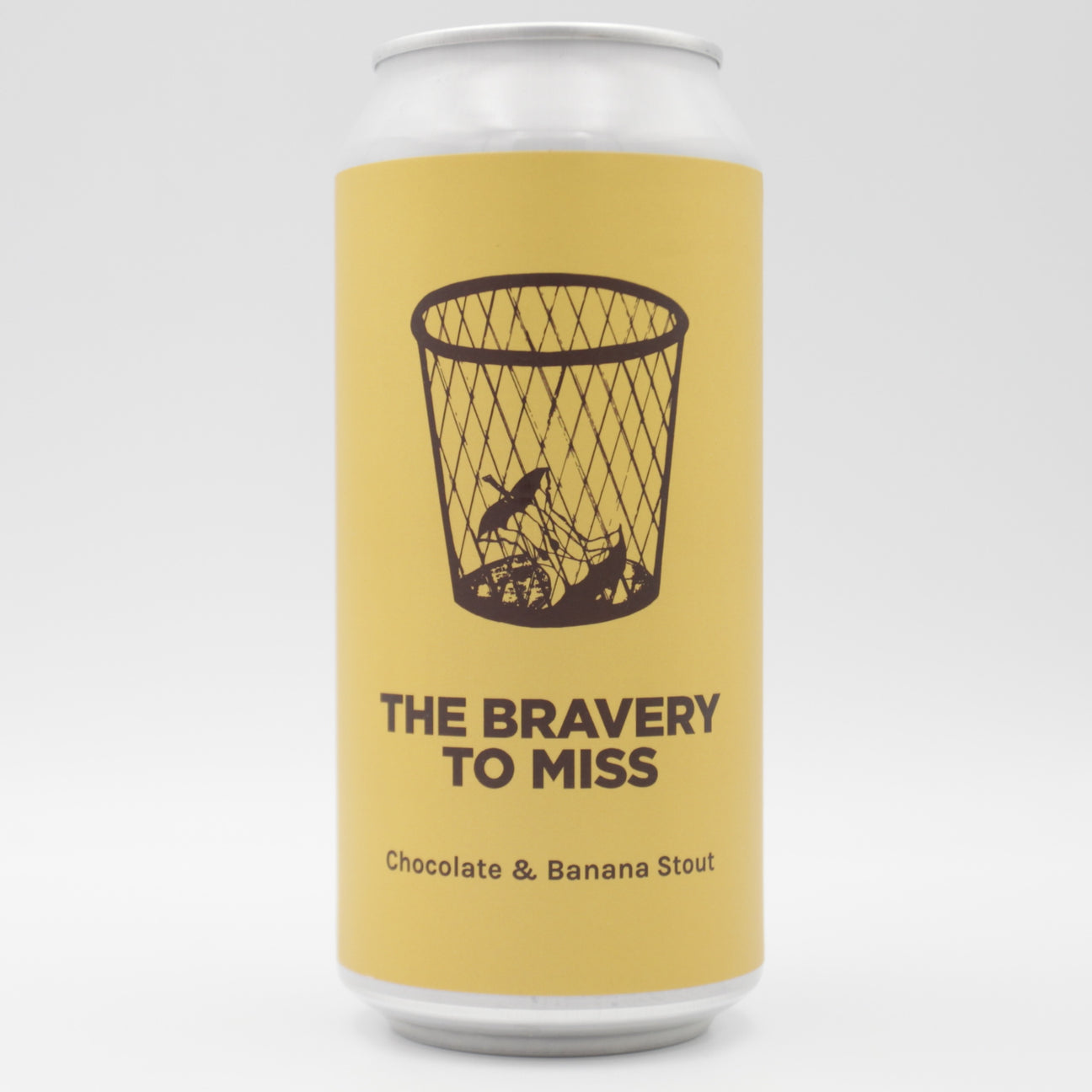This is a can of Pomona Island - The Bravery To Miss - 6.5% (440ml). It is a Stout / Porter craft beer available to buy from Ghost Whale, voted London's best craft beer shop.