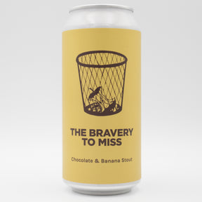 This is a can of Pomona Island - The Bravery To Miss - 6.5% (440ml). It is a Stout / Porter craft beer available to buy from Ghost Whale, voted London's best craft beer shop.
