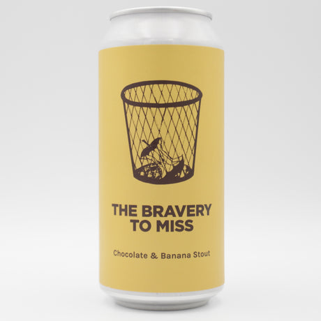 This is a can of Pomona Island - The Bravery To Miss - 6.5% (440ml). It is a Stout / Porter craft beer available to buy from Ghost Whale, voted London's best craft beer shop.