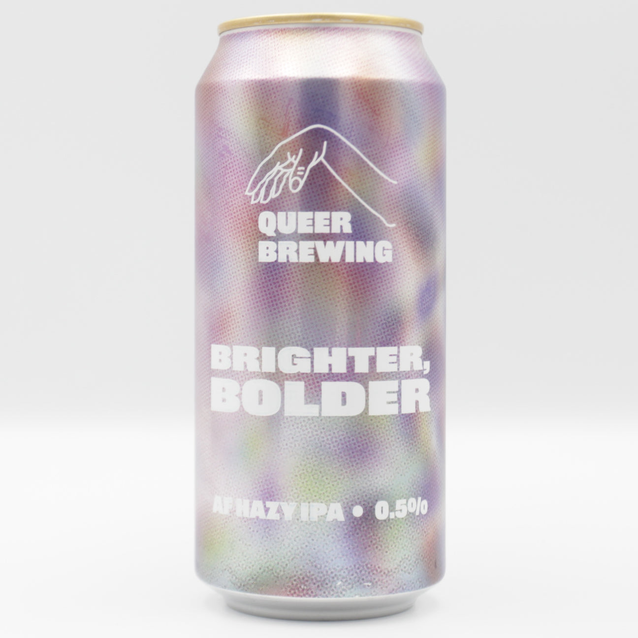 This is a can of Queer Brewing - Bolder, Brighter - 0.5% (440ml). It is a IPA craft beer available to buy from Ghost Whale, voted London's best craft beer shop.