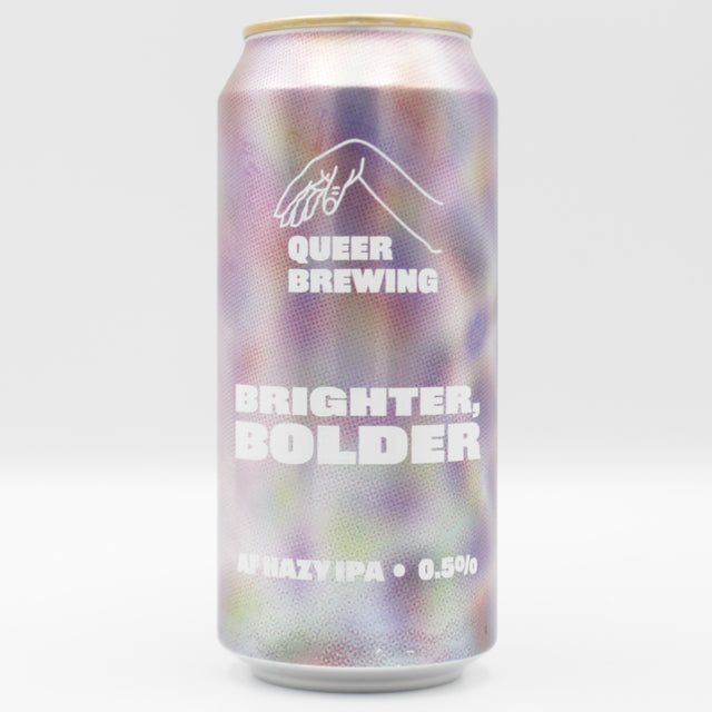 This is a can of Queer Brewing - Bolder, Brighter - 0.5% (440ml). It is a IPA craft beer available to buy from Ghost Whale, voted London's best craft beer shop.