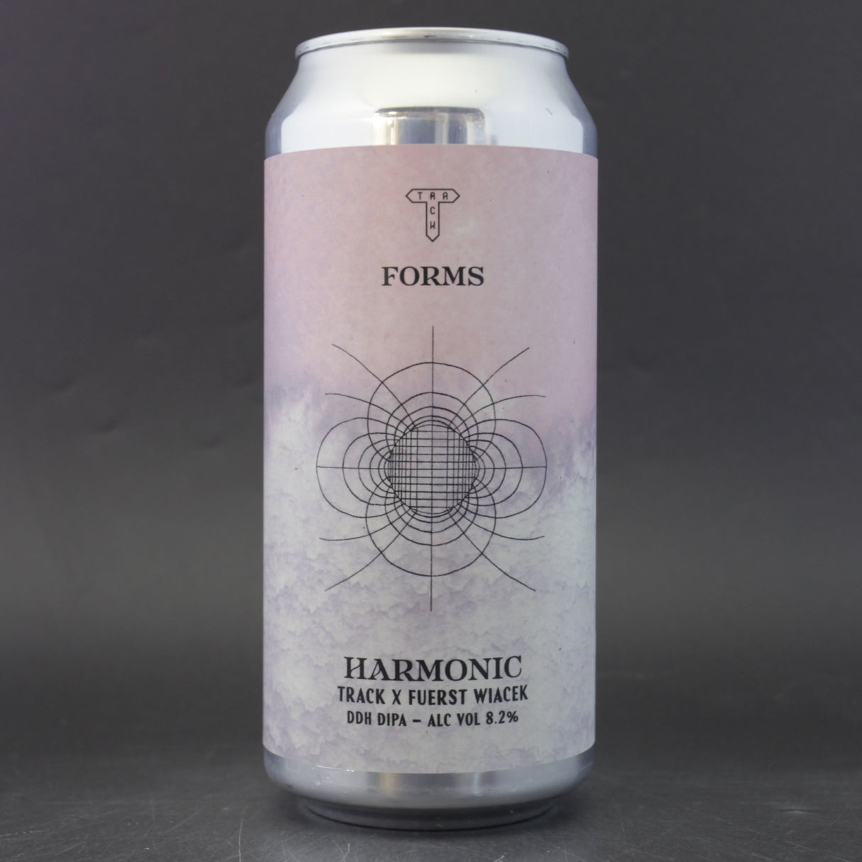 This is a can of Track / Fuerst Wiacek - Harmonic - 8.2% (440ml). It is a Double IPA craft beer available to buy from Ghost Whale, voted London's best craft beer shop.