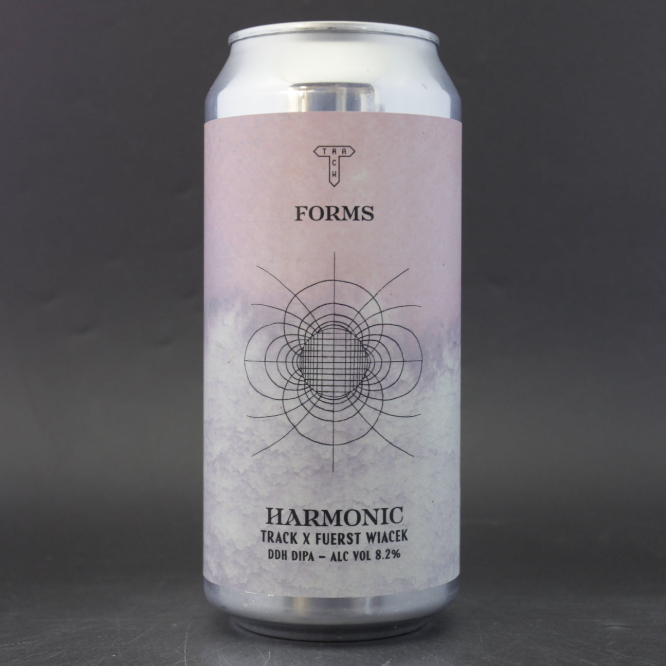 This is a can of Track / Fuerst Wiacek - Harmonic - 8.2% (440ml). It is a Double IPA craft beer available to buy from Ghost Whale, voted London's best craft beer shop.