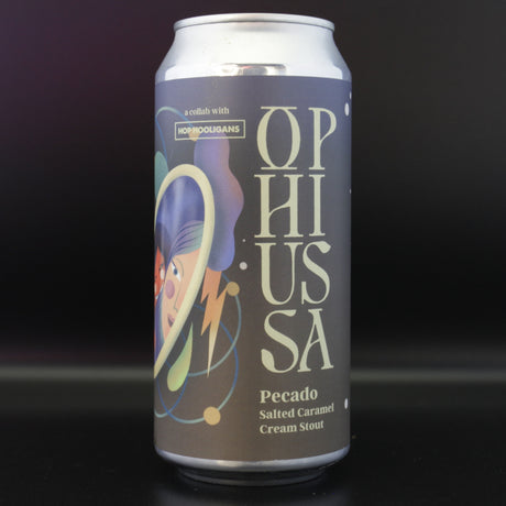 This is a can of Ophiussa - Pecado - 8% (440ml). It is a Imperial Stout / Porter craft beer available to buy from Ghost Whale, voted London's best craft beer shop.