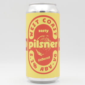 This is a can of UnBarred - Zesty Pilsner - 5.2% (440ml). It is a Lager / Pilsner / Kölsch craft beer available to buy from Ghost Whale, voted London's best craft beer shop.