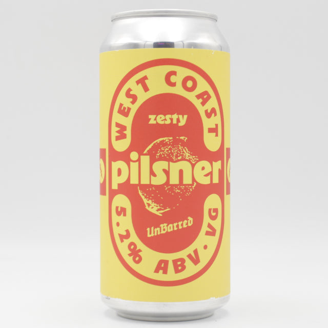 This is a can of UnBarred - Zesty Pilsner - 5.2% (440ml). It is a Lager / Pilsner / Kölsch craft beer available to buy from Ghost Whale, voted London's best craft beer shop.