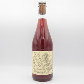 This is a sharing bottle of Burning Sky - Anniversaire Blackberry - 6.3% (750ml). It is a Wit / Wheat craft beer available to buy from Ghost Whale, voted London's best craft beer shop.