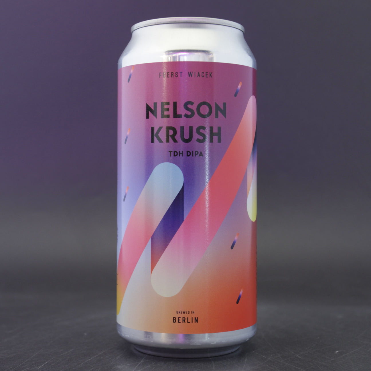 This is a can of Fuerst Wiacek - Nelson Krush - 8% (440ml). It is a Double IPA craft beer available to buy from Ghost Whale, voted London's best craft beer shop.