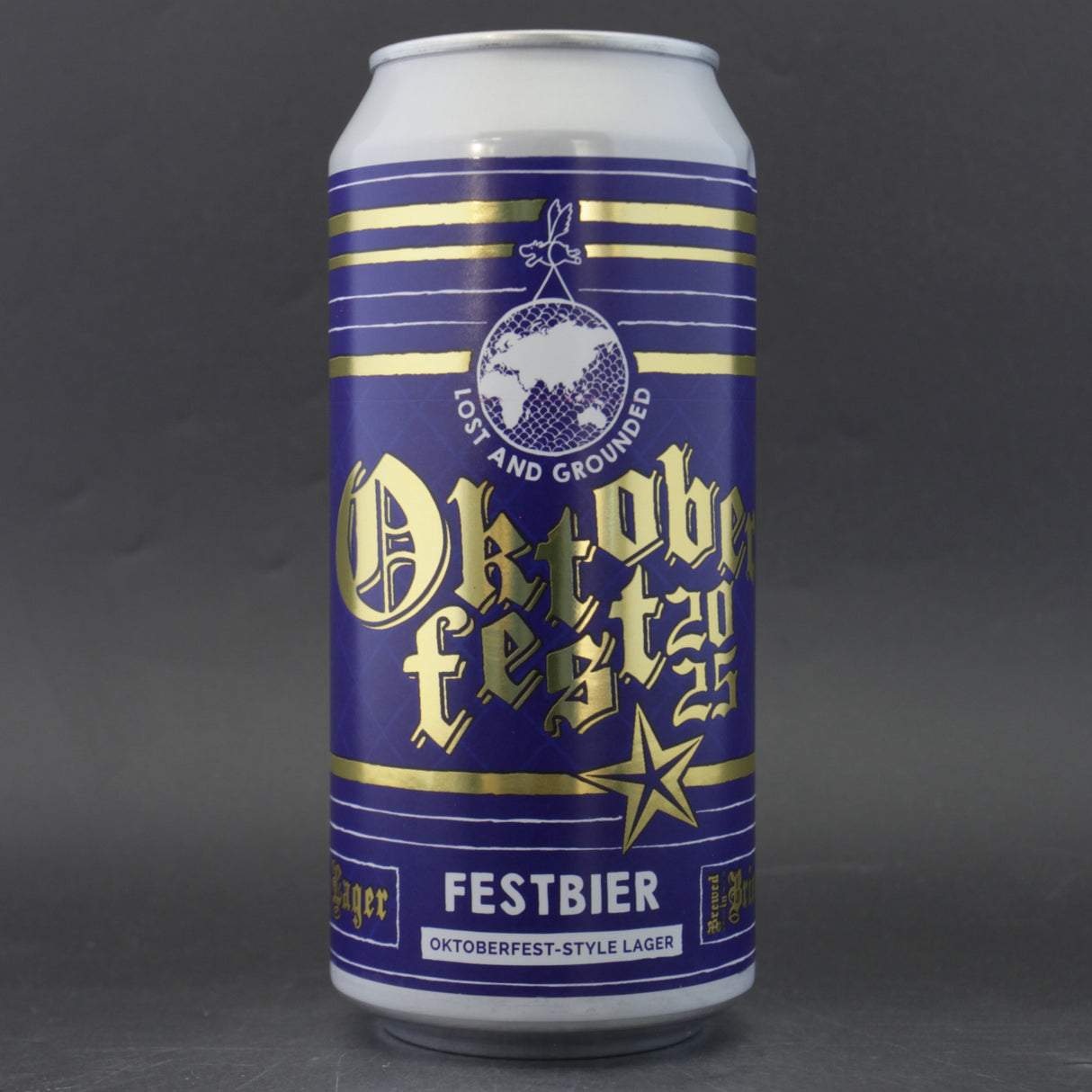 This is a can of Lost and Grounded - Festbier 2025 - 5.2% (440ml). It is a Lager / Pilsner / Kölsch craft beer available to buy from Ghost Whale, voted London's best craft beer shop.