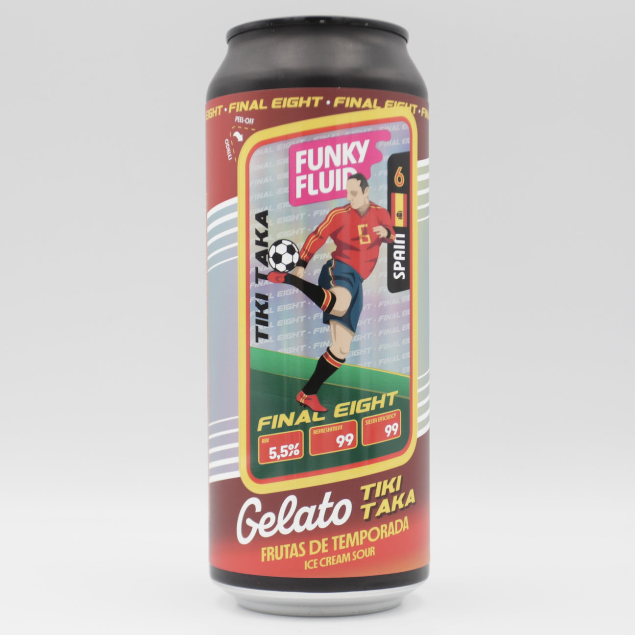 This is a can of Funky Fluid - Gelato: Tiki Taka - 5.5% (500ml). It is a Sour craft beer available to buy from Ghost Whale, voted London's best craft beer shop.