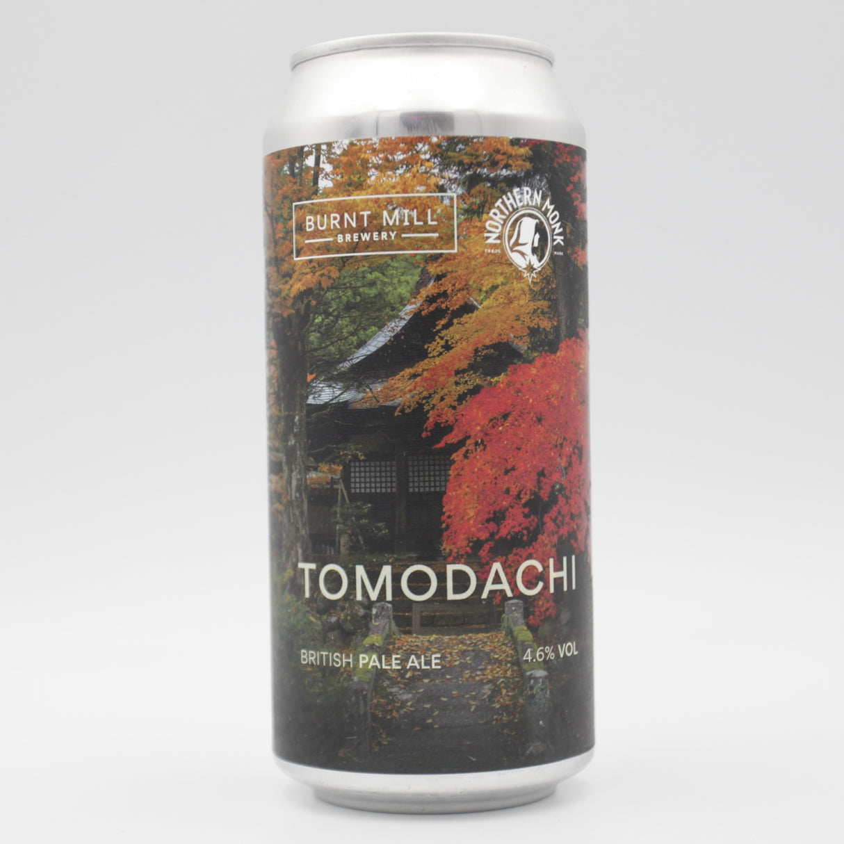 This is a can of Burnt Mill / Northern Monk - Tomodachi - 4.6% (440ml). It is a Pale Ale craft beer available to buy from Ghost Whale, voted London's best craft beer shop.